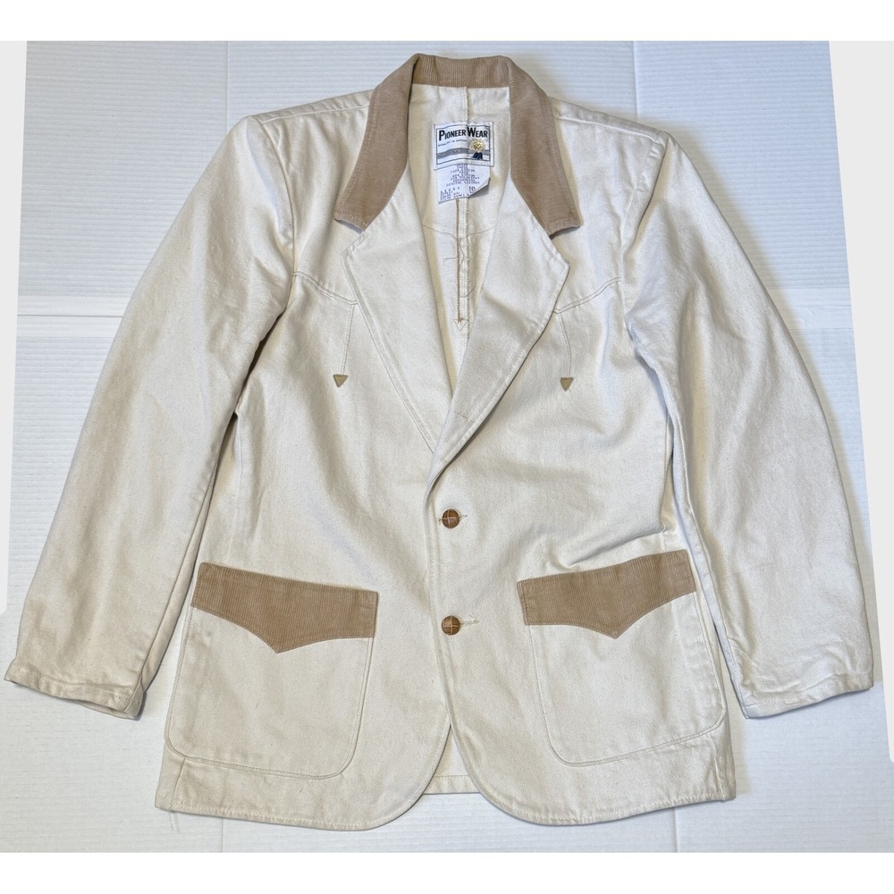 PIONEER WEAR - Mens VINTAGE Canvas Cotton &‎ Leather Accents Jacket - Size 42L